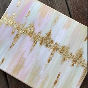 Abstract Gold and Cream Canvas Art